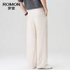 Luomeng Unisex Ice Silk Linen Blend Straight-Leg Casual Pants