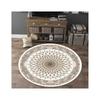 Round Indoor Rug with Elegant Traditional Motif – Soft Crystal Velvet, Non-Slip Machine-Made for Home