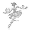 Rinhoo New Fashion Temperament Dance Girl Ballet Girls Cartoon Shining Crystal Brooches Women Collar Pins Bride Wedding Jewelry