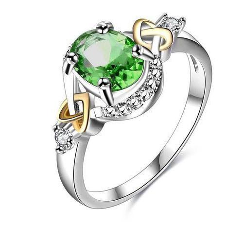 Copper Encrusted Zircon Ellipsoid Ring Hand Jewelry Woman Fashion Simple Gift