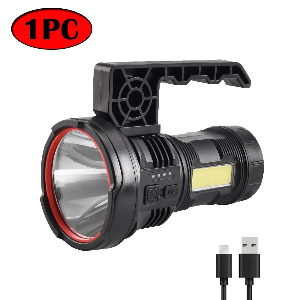 High Power LED Portable Flashlight COB Side Light USB Rechargeable Household Waterproof Torch Outdoor Emergency Searchlight