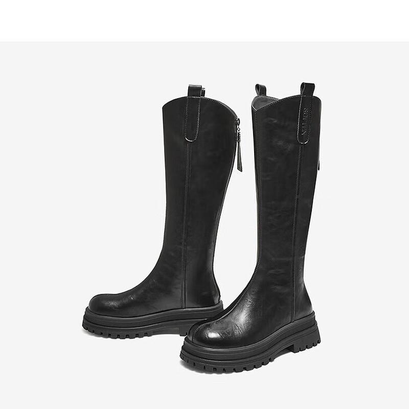 BASTO Women's Winter V-Cut Thick-Sole Tall Boots
