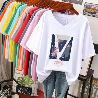 Oversized T Shirts 100% Cotton Plus Size T Shirt Summer Top Tees Printed Japanese O Neck L-5XL Short Sleeve Tshirt Women