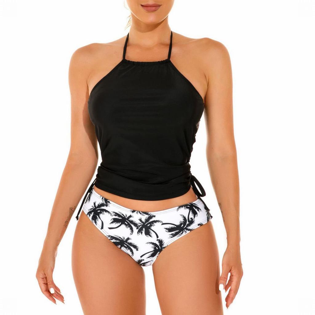 Women's Split Sexy Backless Solid Color With Chest Pad Without Steel Bra Swimsuit