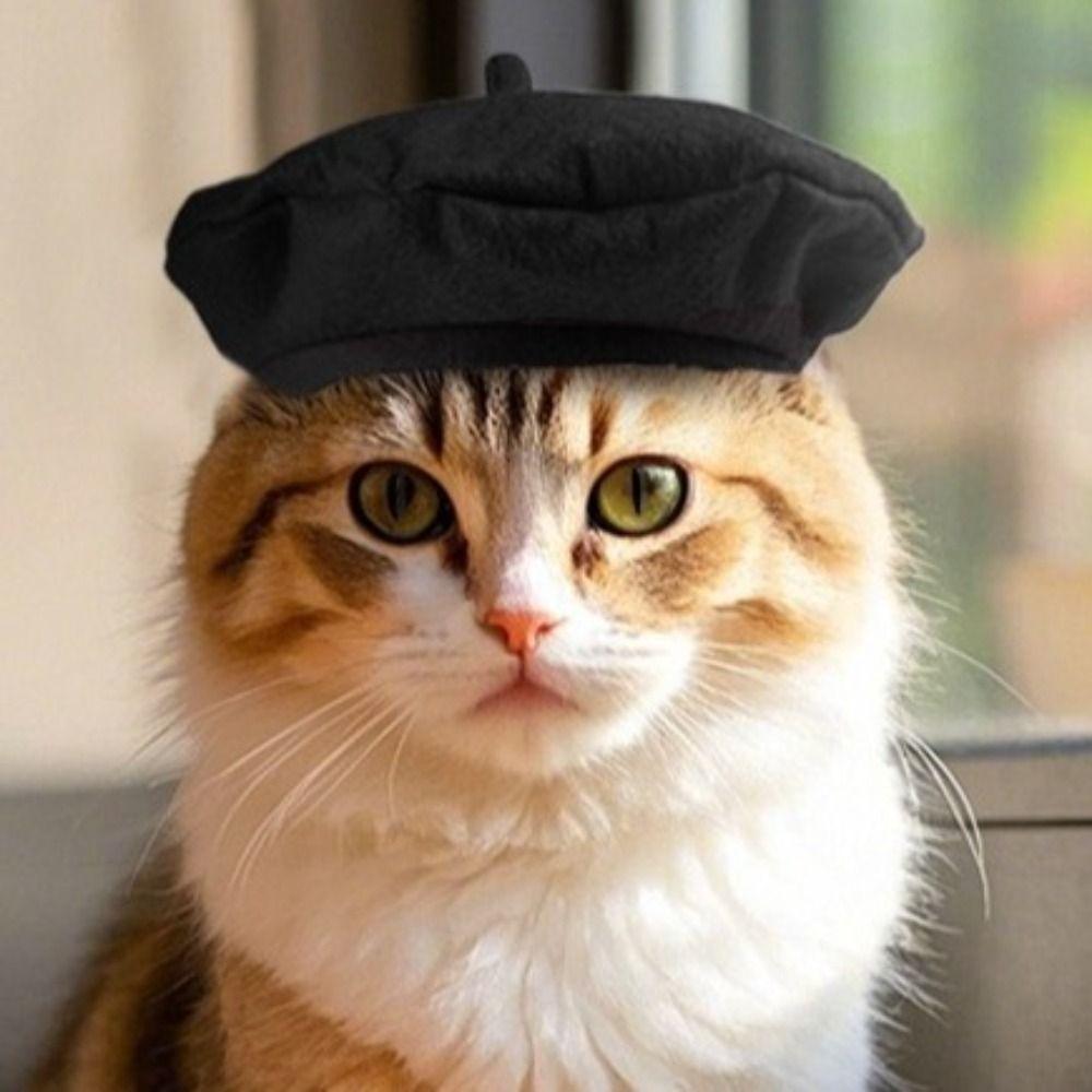 Fashionable Cat Beret Hat Cute Pet Headwear Durable Cat Sunscreen Hat  For Cat Dog