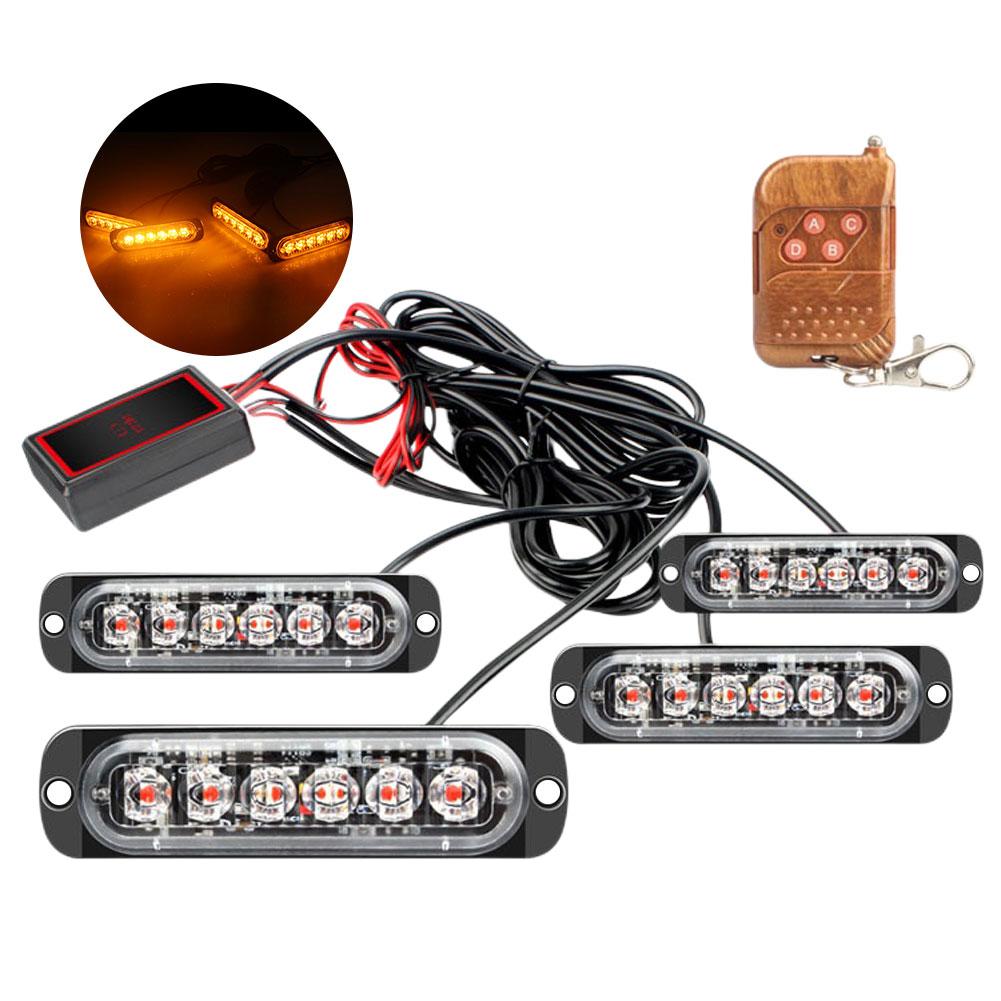 

6-светодиодный автомобильный стробоскоп, полицейский свет, аварийный пульт дистанционного беспроводного управления, индикатор поворота, предупреждающая стробоскопическая лампа жёлтый