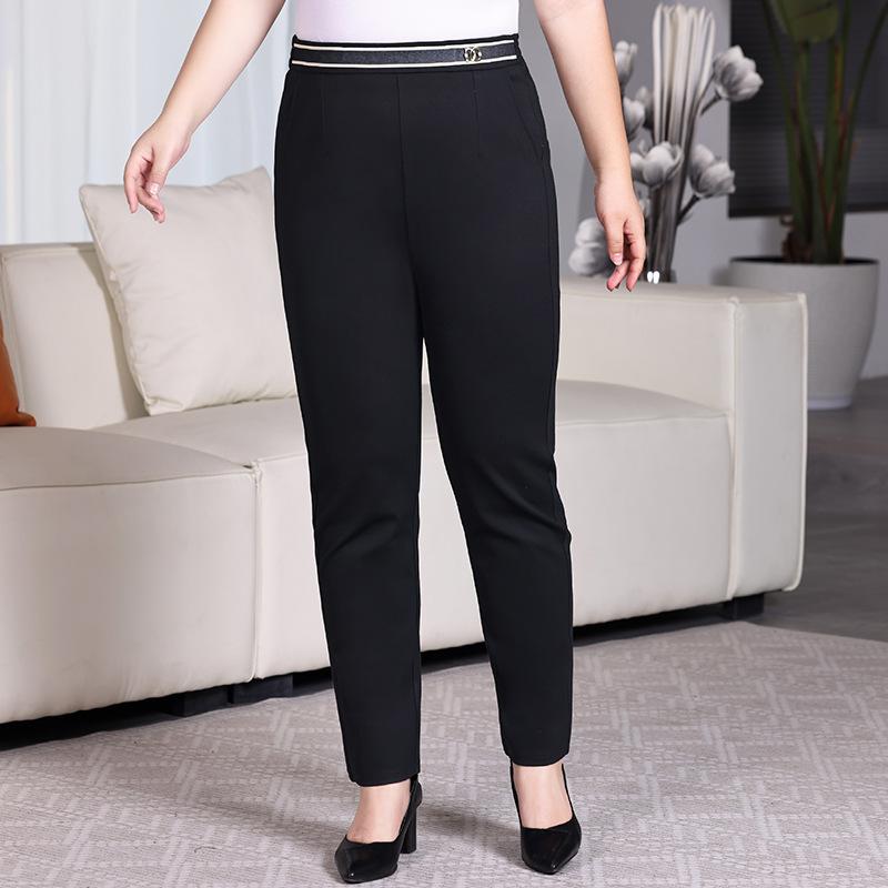 

Большие размеры женские осенние новые облегающие эластичные брюки с высокой талией для маленьких ног повседневные брюки-харен 6XL чёрный