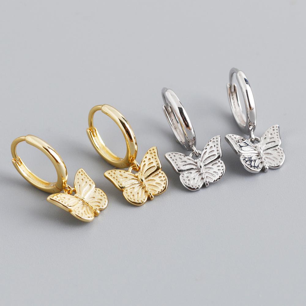 925 Silver Fashion Butterfly Shape Earrings for Women Gold/Silver Earring Wedding Jewelry
