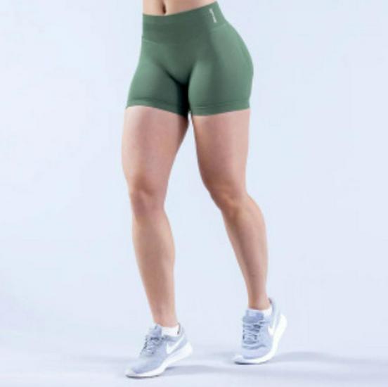 

DF Three-Stage Waist Shirring Peach Butt Lifting Low-Waist Fitness Seamless Yoga Shorts for Women. XS