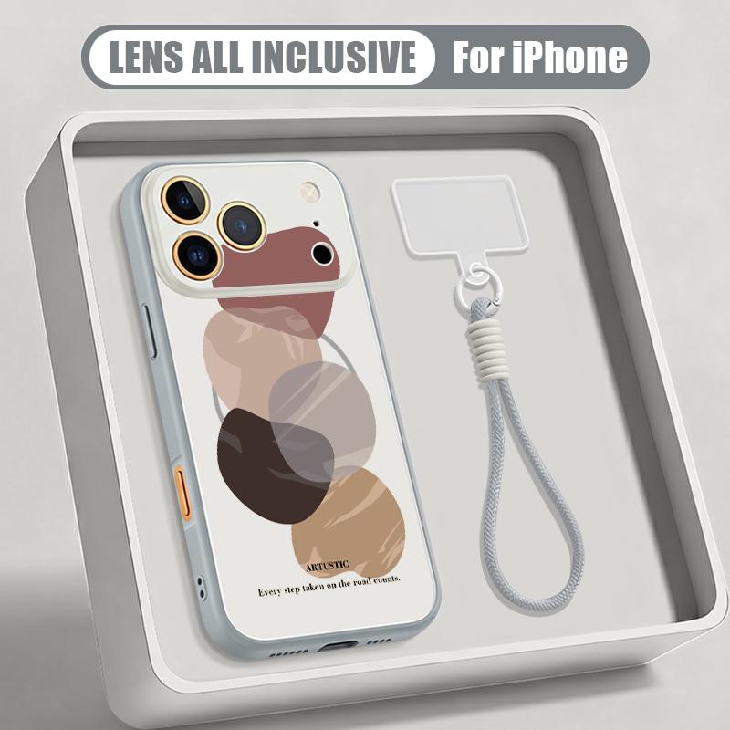 Watercolor Spots Print Hand Strap Case For iPhone 17 Pro Max Hybrid TPU+PC Magnetic For Magsafe Matte Cover For iPhone 16 15 14 13 Pro Max