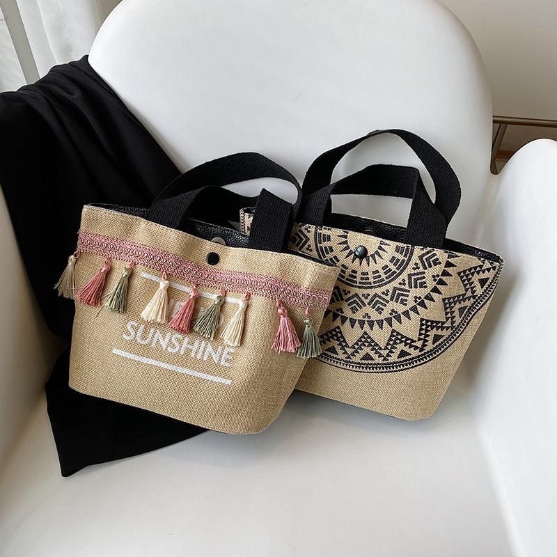 Cotton Linen Tote Bag With Letter Pattern For Daily Casual Fashion Girls