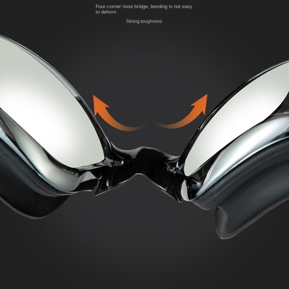 with Nose Clip, and Ear Plugs Silicone Swim Cap Anti-fog Electroplated Flat Glasses  Summer