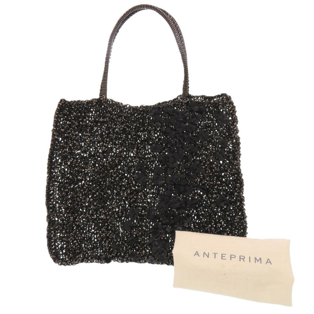 Used AUTHENTIC ANTEPRIMA Flower motifHand Bag Black wire