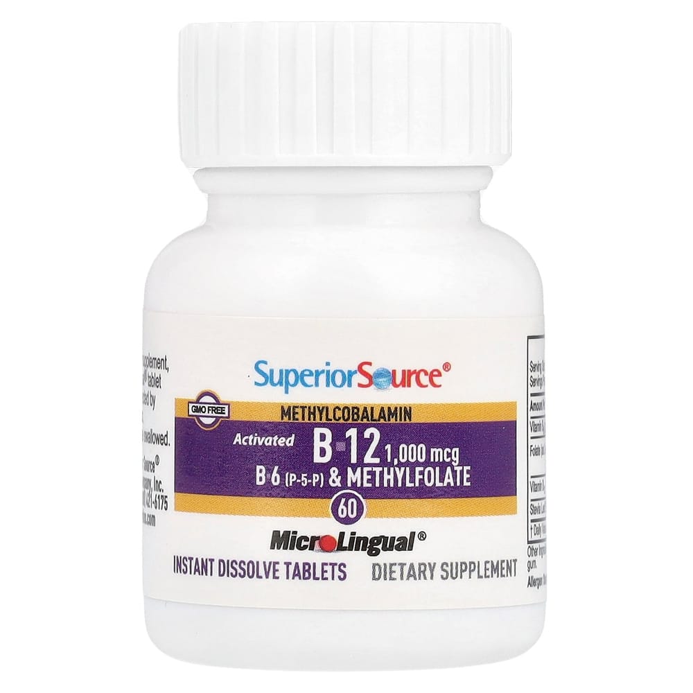 Superior Source Active B12 Methylcobalamin B6 & Folic Acid 1000mcg 60 Tablets
