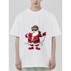 Christmas T Shirt Black Santa Claus with Sunglasses and Lights Print for Holiday Party