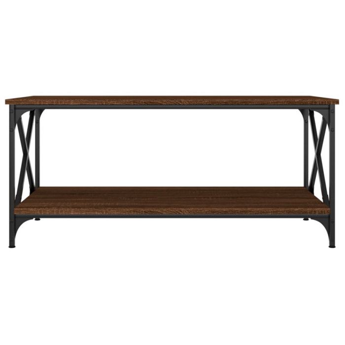 823311 vidaXL Table basse Chêne marron 100x50x45 cm Bois d'ingénierie et fer