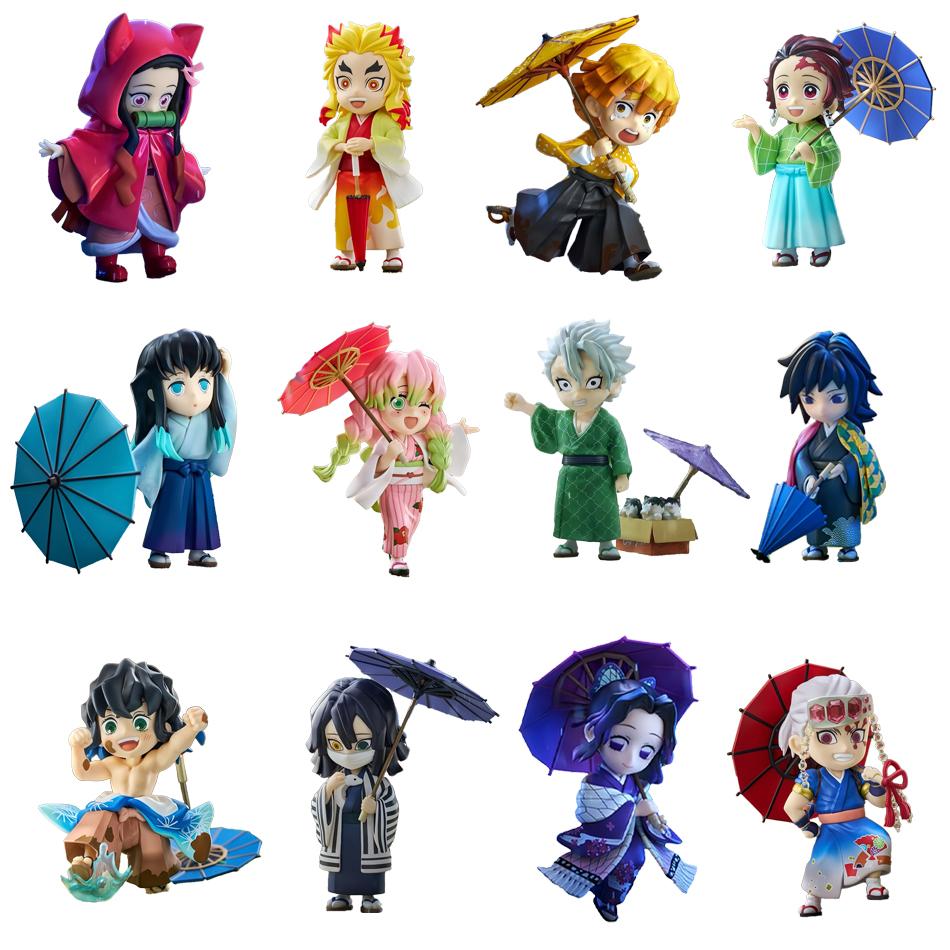 Demon Slayer Kimetsu No Yaiba Plum Rain Mystery Blind Box Tanjirou Nezuko Zenitsu Inosuke Collectible Toy Gift For Manga Lovers