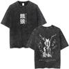 Gewaschenes Vintage Anime One Punch Man Saitama Saitamas Fitnessstudio Lustiges Meme Grafik T-Shirt Herren Damen Fitness Freizeit Übergroße T-Shirts