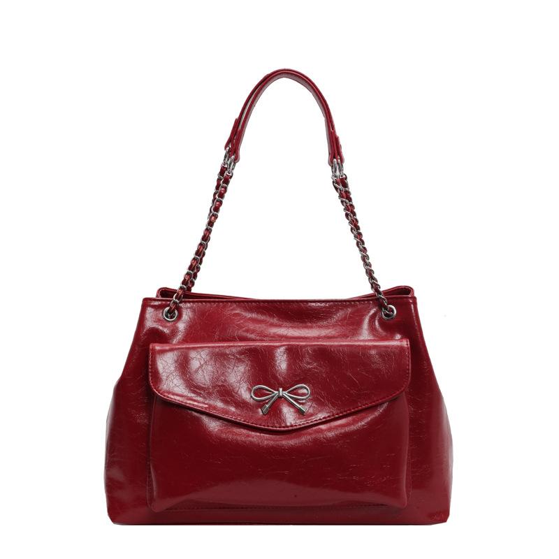 

Сумка женская большой вместимости новая цепочка на плечо для работы сумка для поездок повседневная сумка-тоут бордовый