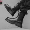 Black Cigarette Chelsea Boots Men's British Tide ins High Top Platform Locomotive Internet celebrity Martin Boots 44162-J