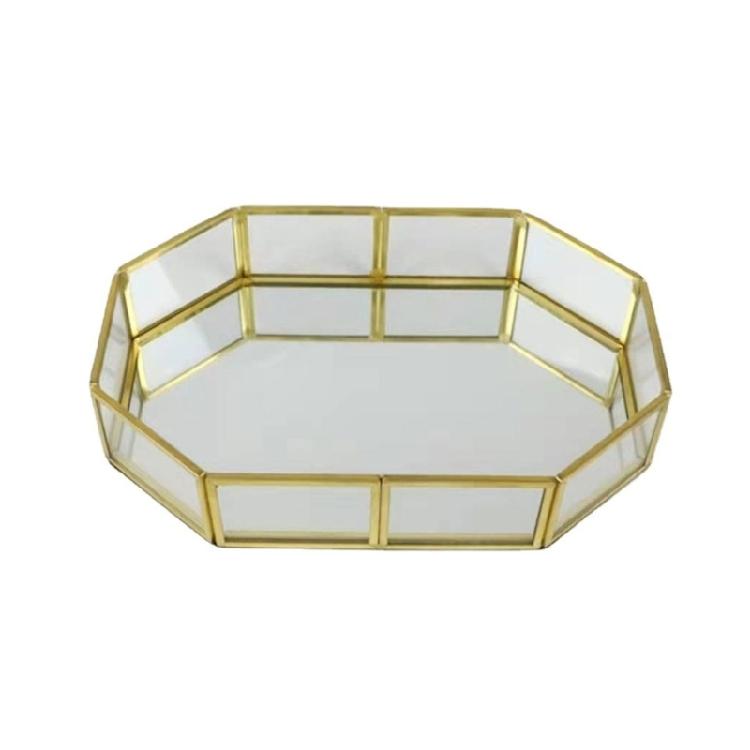 Элегантный золотой поднос для украшений с прозрачными стеклянными поверхностями органайзер для косметики для спальни туалетного столика столешницы в ванной 20 14 45 1330₽