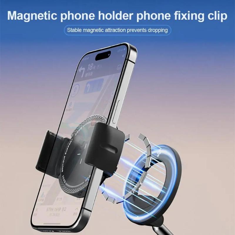 Magnetic Clamp Phone Holder for Car Strong Magnet Clip Double Fix Quick Attach Detach Cellphone Mount for Bike Dash 6