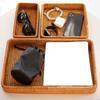 Natural Fiber Rattan Trays Set of 3 Rectangular Storage Baskets Handwoven Organizers for Coffee Table Bathroom Counter Decors
