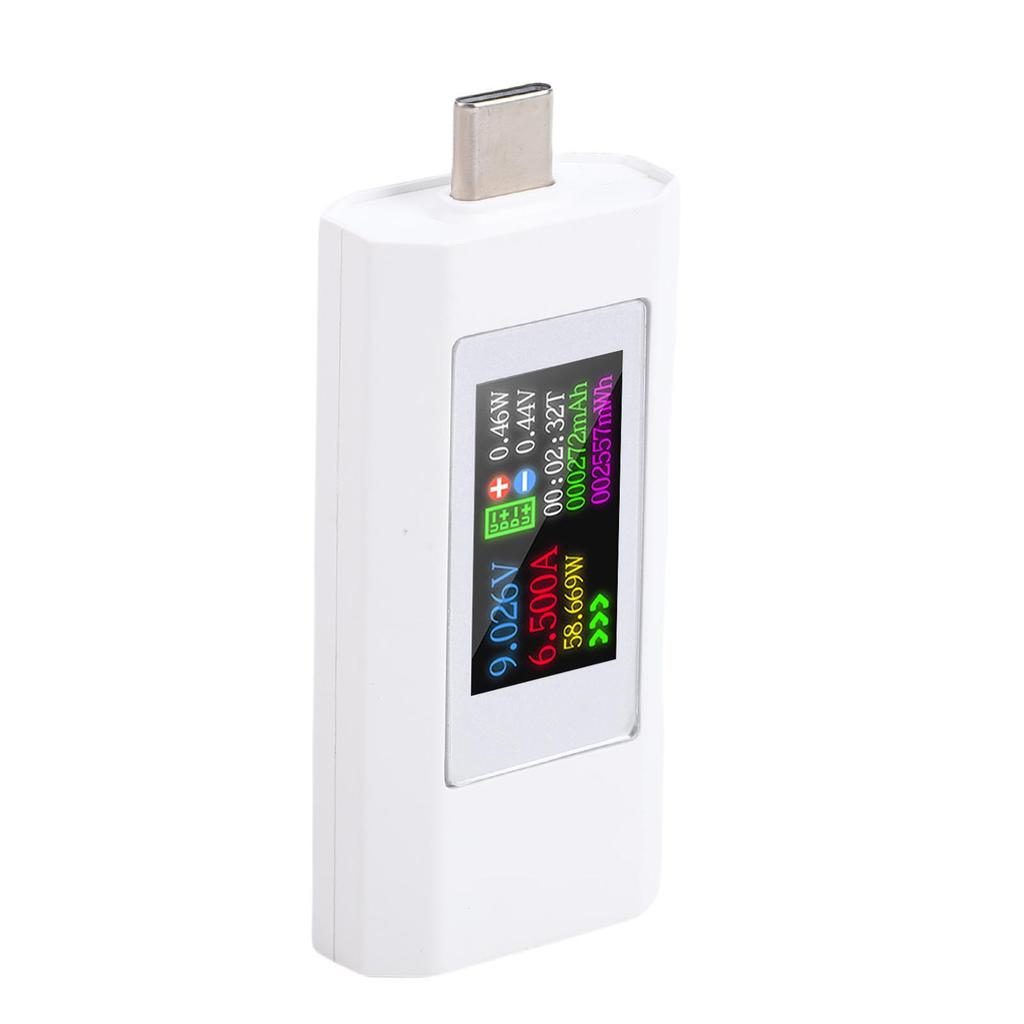 USB C Tester 0-6.5A 0-195W Voltage Current Power Capacity Tester Color Screen Type C Multimeter for 3C Digital Products
