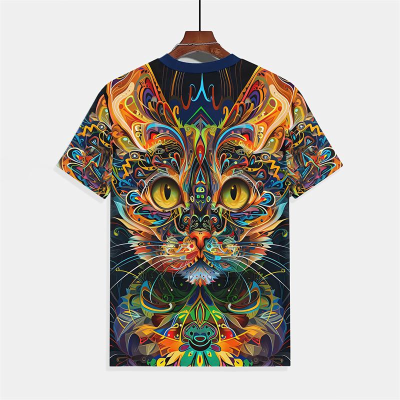 Cute 3d Printed Cat T Shirt For Men Summer Spring Short Sleeves Tops Street Oversized Tees Funny Animal Cats Graphic T-shirt