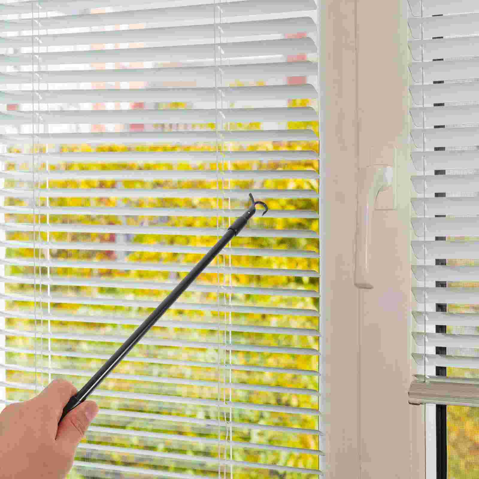 Curtains Rods Telescopic Retractable Pull Drapery Window Opener Pole Wands for Blinds Windows nero