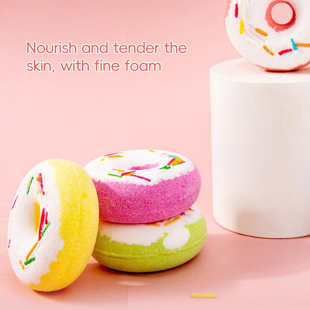Doughnut Bath Salt Ball Essential Oil Bath Bubble Ball Aromatic Moisturizing Nourishing Skin Care Shower Ball Body Cleansing Self-Care Essential