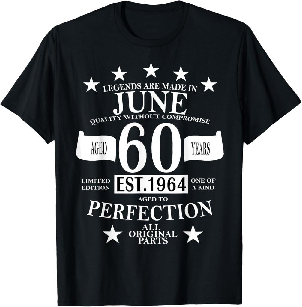 Vintage 60th Birthday Decorations Vintage 1964 60 Birthday TShirt Men Women Clothes Graphic T Shirts Unisex Summer Soft Tops