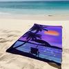 Coucher de soleil violet Palmier Chaise de plage Silhouette Serviette de plage Serviette de piscine Été Extérieur Camping Natation Couverture de bain