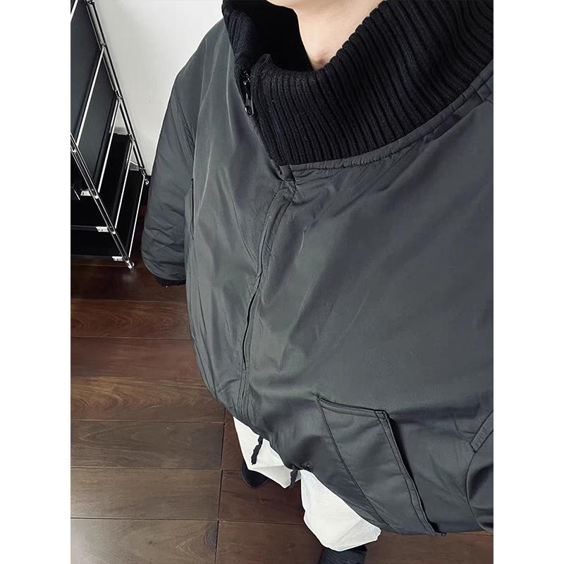 Men's American-Style Oversized Pilot Jacket: Autumn/Winter Thick Cotton, High-End Stand Collar Baseball Jacket