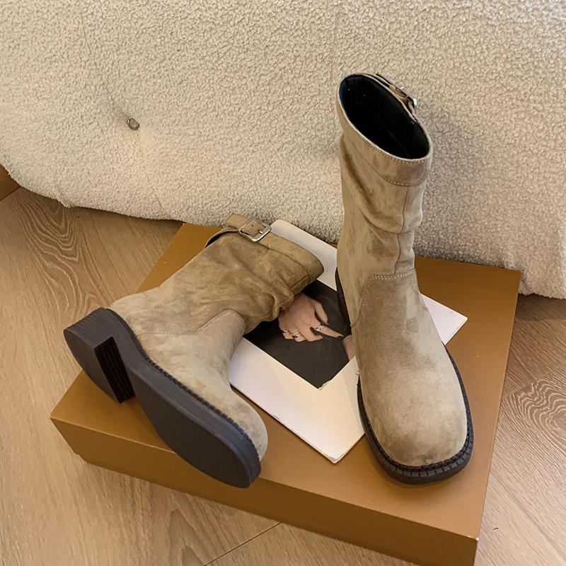 Trendy British Ankle Boots Chunky Sole Slim Fit Winter Shoes Women High Quality Versatile Boots