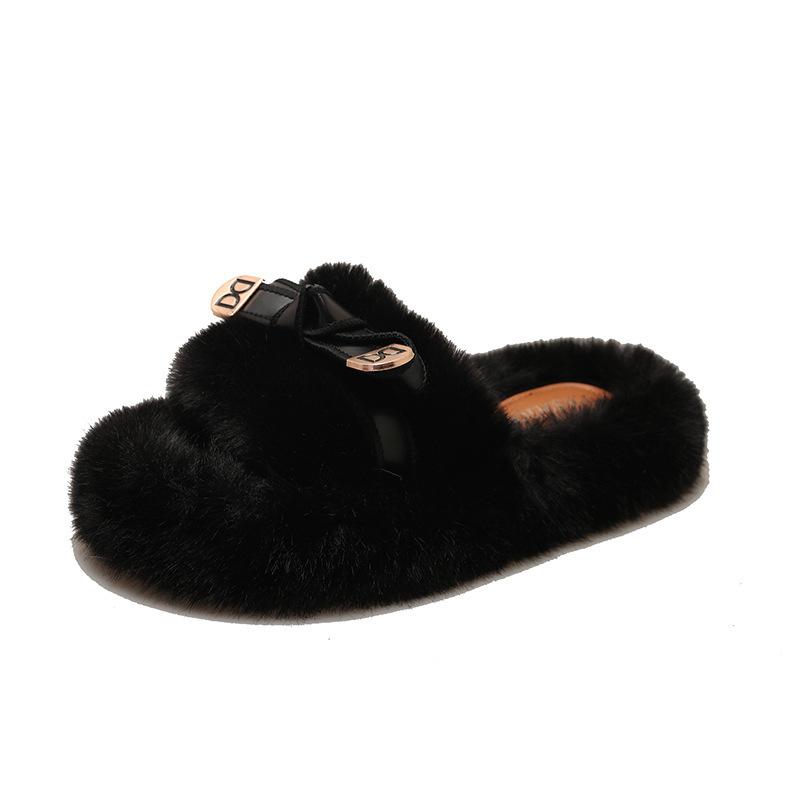 Hochwertige europäische Waren, flauschige Internet-Berühmtheiten, neues Gefühl, flauschige Hausschuhe tragen, Damen Frühling und Herbst dicker Boden, kleiner Duft, b