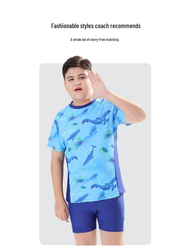 2025 Boys' Summer Swimsuit Set: Stylish Split Swimwear & Trunks for Teens and Kids