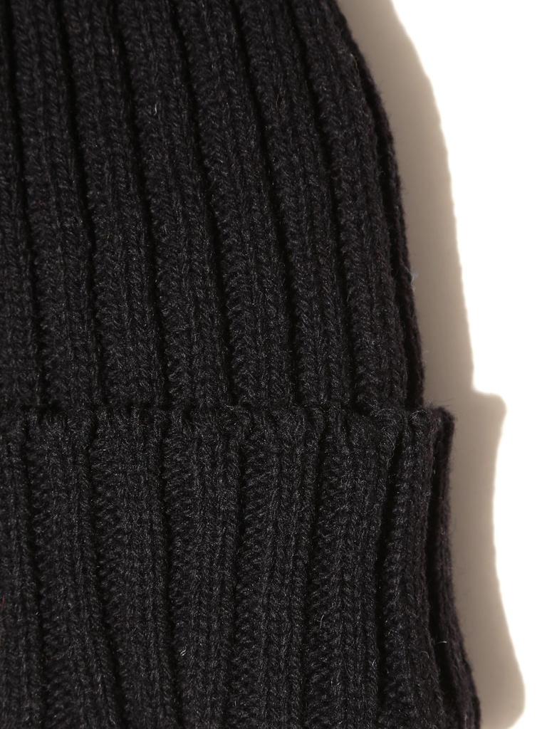 [BEAMS PLUS] Wool Watch Cap for Men, BLACK - 38410023247