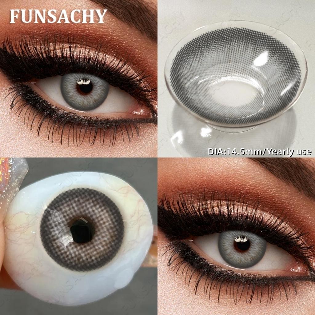 FUNSACHY 1 Pair Color Contact Lenses for Eyes Natural Softlens Lenses Cosmetic Eye Contacts Gray Pupils Yearly Lens Brown Lens