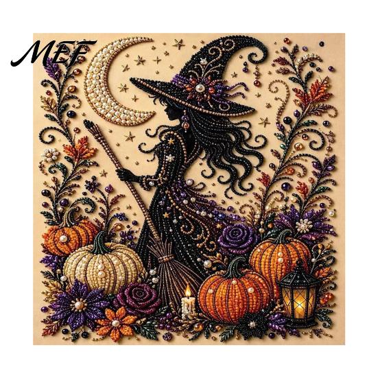 Faux Pearl Painting Kit for Adults Halloween Kit, Cute Ghost 3D Art DIY Sparkling Mosaic Picture Adults, Christmas Craft Home Festive Decor