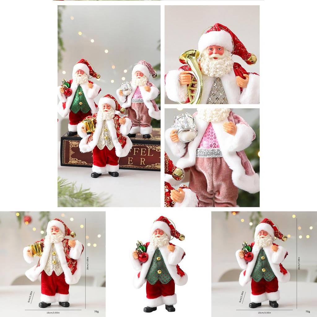 Cute Santa Claus Ornament With Musical Instruments Christmas Decoration Props For Holiday Decor And Window Display