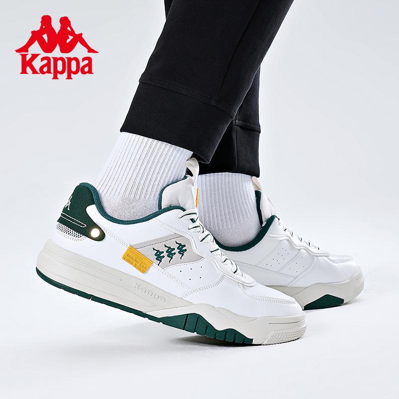 Kappa Board Shoes KOMPO Series Men's and Women's String Label Casual Shoes Leather Sports White Shoes
