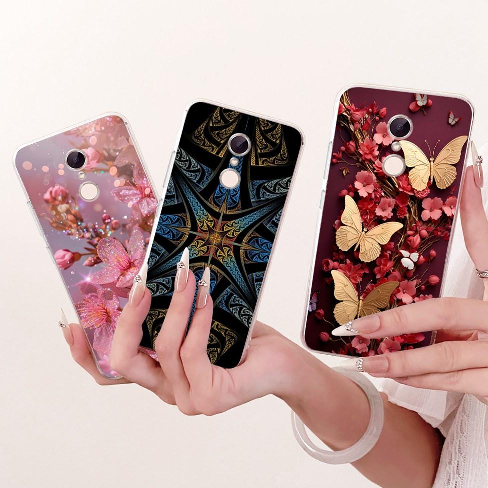 For Redmi 5 Case Cover Transparent Cute Cat Fashion Butterfly Funny Painted Casing MDG1 MDI1