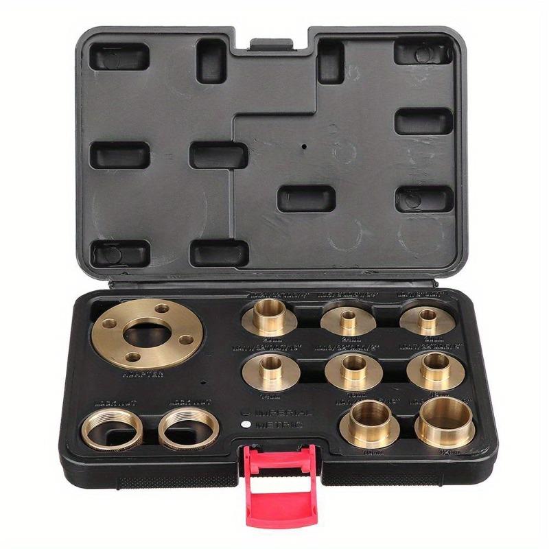 Allsome 11 Pcs Woodworking Router Bushing Guide 10-30mm Copper Premium Router Guide Bush.