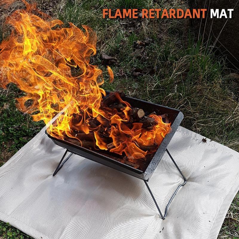 Tapete de isolamento para piquenique, churrasco, pano à prova de fogo para acampamento ao ar livre, cobertor de fibra de vidro retardante de chamas de alta temperatura