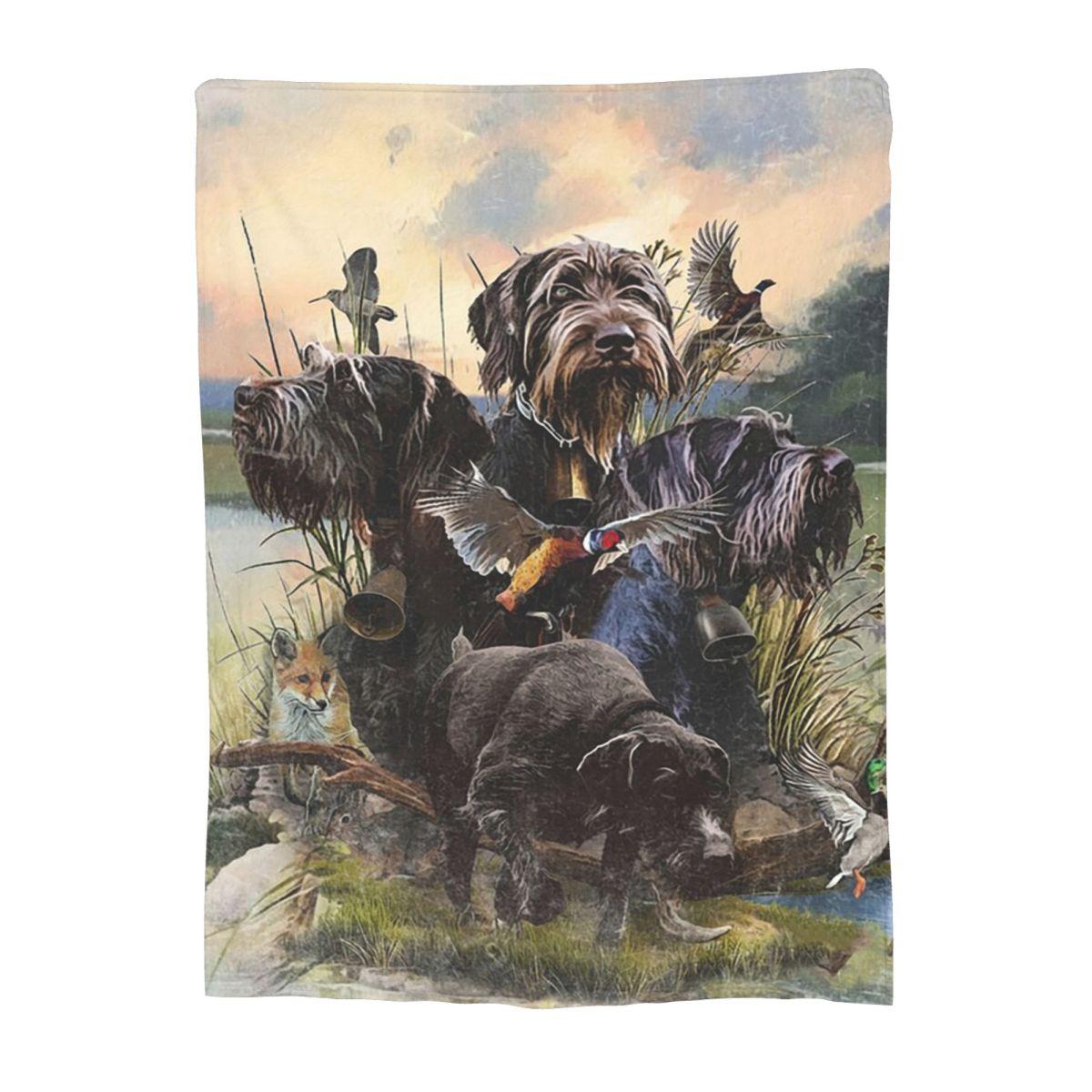 Pandara Jewelry Unisex German Wirehaired Pointers Gundogs Blankets Soft Warm Flannel Throw Blanket Bedspread For Living Room Picnic Travel Home Couch