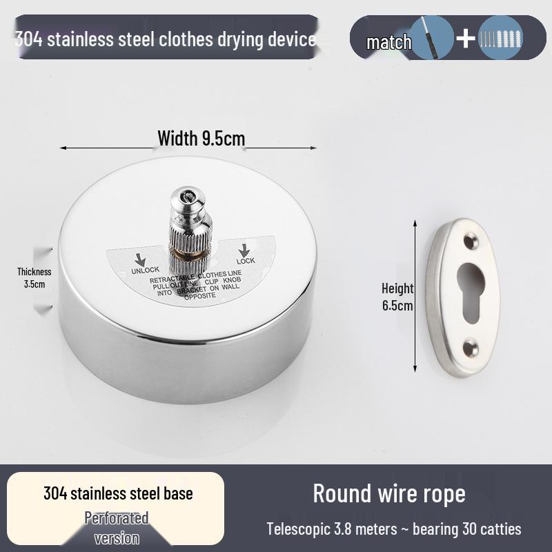 Invisible No-Drill Retractable Clothesline - Indoor/Outdoor, Stainless Steel & Nylon Drying Rope.