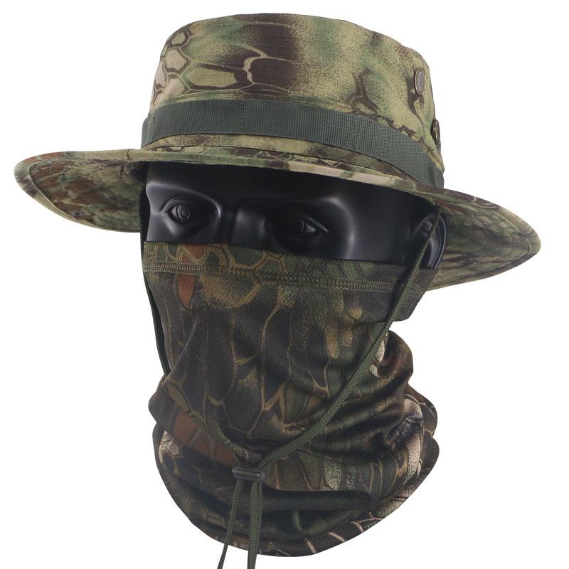 Camouflage Tactical Bucket Hat Set - Outdoor Fishing & Sun Protection Breathable Hat for Men