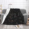 Cmyk Dinosaurs ( Black ) Blanket For Sofa Bed Travel Dinosaur Herbivore Carnivore Dino T Rex Tyrannosaurus