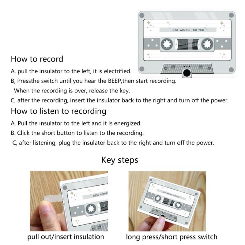 Greeting Card Voice Recorder Cassette Tape Shaped Recording Device Recordable